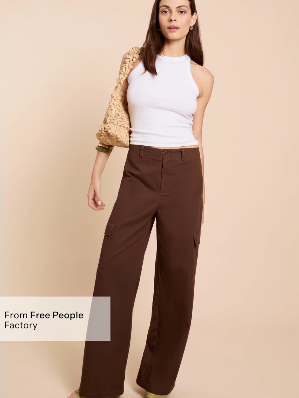 CAARA Clem Cotton Pant in Size 8 Color Coffee Free People Factory